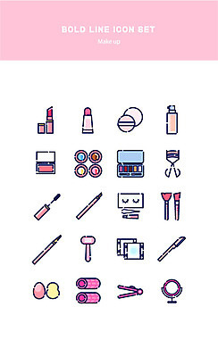 아이콘 사람없음 화장 화장품 거울 립스틱 퍼프 헤어롤 로션 아이섀도 고데기 눈썹칼 브러쉬빗 파운데이션 볼드라인 2D아이콘 AI파일 뷰티 화장용품 미용용품 라인아이콘 헤어용품 파일형식 벡터