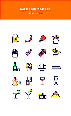 아이콘 맥주 사람없음 와인 치킨 칵테일 샴페인 안주 국수 양주 소주 비엔나소시지 오뎅우동 볼드라인 2D아이콘 AI파일 음식 주류 면류 소시지 라인아이콘 우동 닭고기요리 파일형식 벡터
