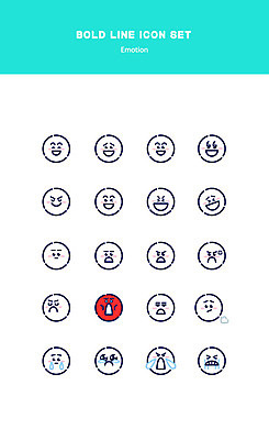 아이콘 얼굴 표정 사랑 사람없음 기쁨 고통 슬픔 분노 눈물 즐거움 볼드라인 2D아이콘 AI파일 감정 신체부위 라인아이콘 파일형식 벡터