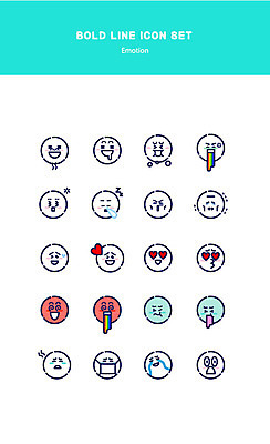 아이콘 얼굴 표정 사랑 사람없음 기쁨 고통 슬픔 분노 눈물 즐거움 볼드라인 2D아이콘 AI파일 감정 신체부위 라인아이콘 파일형식 벡터