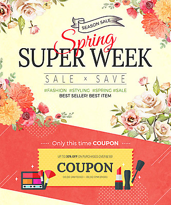 PSD 템플릿 꽃 웹템플릿 이벤트페이지 이벤트 사람없음 쇼핑 뷰티 세일 봄 화장품 쿠폰 이미지템플릿 식물 계절 페이지 파일형식