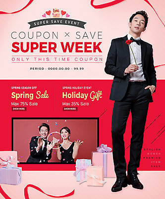 PSD 템플릿 커플 여자 남자 웹템플릿 이벤트페이지 정장 턱시도 이벤트 20대 성인 세명 선물상자 쇼핑 뷰티 장미 세일 한국인 성인만 이미지템플릿 옷 꽃 관계 선물 사람 동양인 청년 상자 페이지 파일형식