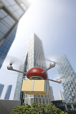 주간 PSD 편집이미지 빌딩 사람없음 야외 그래픽 3D 비행 배송 디지털합성 택배 드론 무인 디지털아트 4차산업 이미지편집 편집3D 자연요소 산업 건물 운송업 파일형식