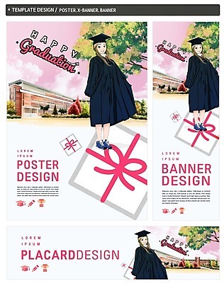 PSD 템플릿 배너 배너템플릿 여학생 여자 가로배너 ZIP 포스터 세로배너 학사모 졸업 청소년 한명 10대 세트 현수막 졸업가운 청소년교육 모자 1 학생 교육 사람 가로 세로 가운 파일형식 잡화 옷