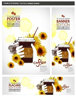 PSD 템플릿 배너 배너템플릿 가로배너 꽃 ZIP 포스터 세로배너 커피 해바라기 사람없음 세트 현수막 테이크아웃컵 식물 음료 컵 가로 세로 파일형식