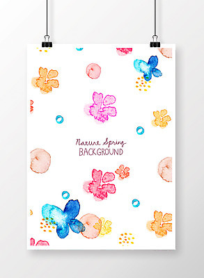 PSD 꽃 포스터 백그라운드 일러스트 수채화 사람없음 봄 봄배경 국내일러스트 식물 계절 파일형식
