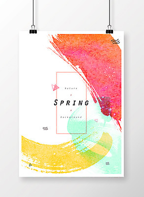 PSD 포스터 백그라운드 일러스트 붓터치 수채화 사람없음 봄 삼각형 국내일러스트 도형 계절 파일형식