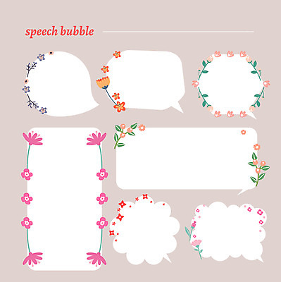 꽃 말풍선 스티커 일러스트 프레임 사람없음 세트 봄 국내일러스트 AI파일 식물 계절 파일형식 벡터