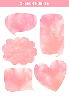 PSD 말풍선 스티커 일러스트 수채화 프레임 사람없음 세트 봄 하트 국내일러스트 모양 계절 파일형식
