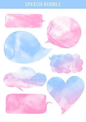 PSD 말풍선 스티커 일러스트 수채화 프레임 사람없음 세트 봄 하트 국내일러스트 모양 계절 파일형식