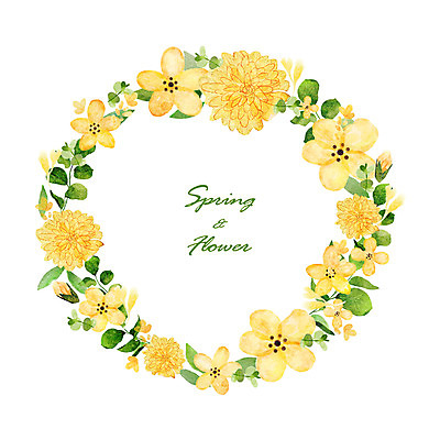 PSD 꽃 일러스트 수채화 프레임 사람없음 봄 원형프레임 꽃프레임 국내일러스트 식물 계절 원형 파일형식