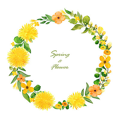 PSD 꽃 일러스트 수채화 프레임 사람없음 봄 원형프레임 꽃프레임 국내일러스트 식물 계절 원형 파일형식