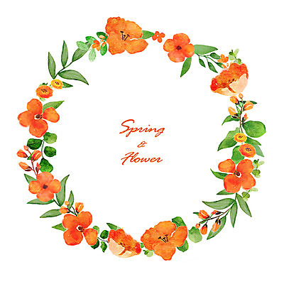 PSD 꽃 일러스트 수채화 프레임 사람없음 봄 원형프레임 꽃프레임 국내일러스트 식물 계절 원형 파일형식