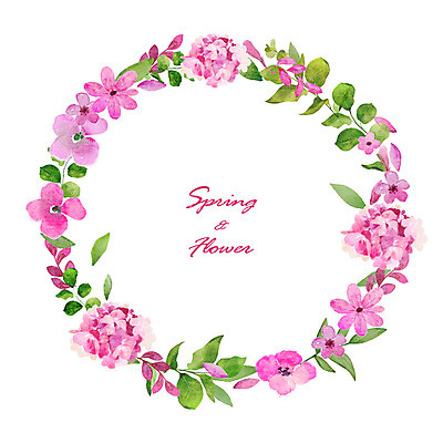 PSD 꽃 일러스트 수채화 프레임 사람없음 봄 원형프레임 꽃프레임 국내일러스트 식물 계절 원형 파일형식
