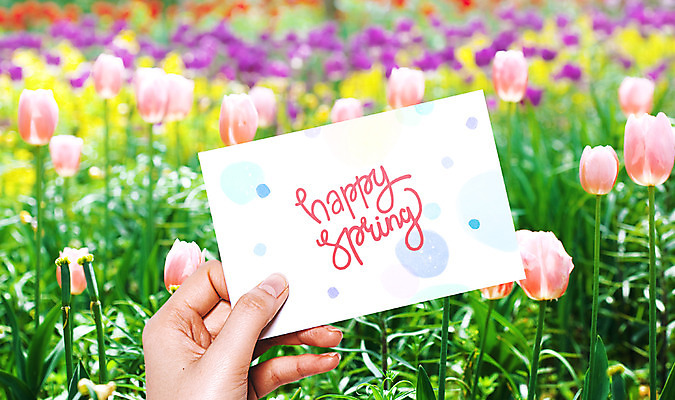 PSD 편집이미지 손 손글씨 포스터 캘리그라피 수채화 들기 신체부위 봄 튤립 엽서 이미지편집 계절 꽃 모션 사람 편지 파일형식