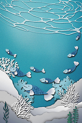 PSD 사계절 바다 백그라운드 일러스트 상상 어류 사람없음 여름 산호 페이퍼아트 여름배경 국내일러스트 계절 수중동물 자포동물 파일형식