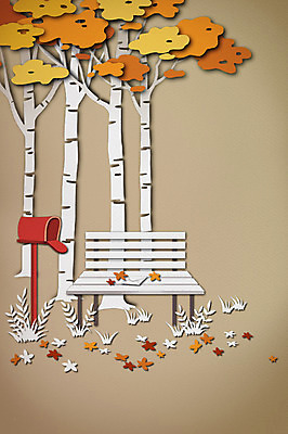 PSD 나무 사계절 백그라운드 단풍 벤치 일러스트 상상 날씨 사람없음 우체통 가을 페이퍼아트 편지 가을배경 국내일러스트 식물 계절 잎 의자 파일형식 가을_계절