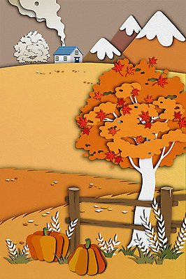 PSD 사계절 백그라운드 일러스트 상상 호박 단풍나무 날씨 산 주택 사람없음 울타리 수확 연기 페이퍼아트 덩굴 국내일러스트 나무 식물 계절 단풍 농업 채소 건물 담장 파일형식