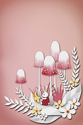 PSD 사계절 꽃 백그라운드 일러스트 상상 사람없음 버섯 봄 토끼 페이퍼아트 덩굴 나팔 봄배경 국내일러스트 식물 계절 악기 포유류 반려동물 파일형식