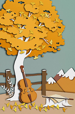 PSD 사계절 백그라운드 일러스트 상상 날씨 산 사람없음 울타리 페이퍼아트 덩굴 악보 은행나무 첼로 나무밑둥 국내일러스트 나무 식물 계절 음악 담장 파일형식 찰현악기