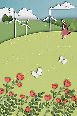 PSD 나무 사계절 여자 나비 백그라운드 꽃밭 일러스트 상상 날씨 한명 성인 여름 페이퍼아트 풍력기 여름배경 국내일러스트 식물 1 계절 꽃 곤충 사람 풍력에너지 파일형식