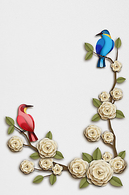 PSD 사계절 꽃 백그라운드 일러스트 상상 조류 날씨 꽃나무 사랑 사람없음 봄 페이퍼아트 국내일러스트 나무 식물 동물 계절 감정 파일형식