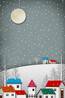 PSD 나무 사계절 백그라운드 겨울 일러스트 상상 날씨 주택 사람없음 마을 고요 달 눈 페이퍼아트 겨울배경 국내일러스트 자연요소 식물 계절 건물 파일형식