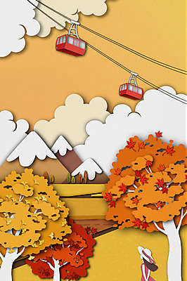 PSD 구름 사계절 여자 백그라운드 일러스트 상상 단풍나무 날씨 산 논 한명 성인 가을 페이퍼아트 케이블카 가을배경 국내일러스트 자연요소 나무 1 계절 단풍 농업 사람 파일형식 가을_계절