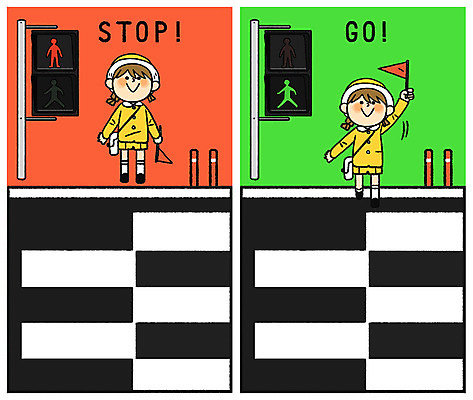 전신 PSD 여자 교육 어린이 교통 일러스트 들기 안전 두명 깃발 횡단보도 신호등 신호 교통안전 규칙 스쿨존 국내일러스트 모션 사람 보행로 파일형식