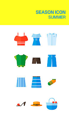 아이콘 모자 옷 원피스 패션 신발 티셔츠 가방 바지 양말 사람없음 여름 세트 치마 플랫 플랫아이콘 2D아이콘 AI파일 잡화 계절 셔츠 하의 파일형식 벡터