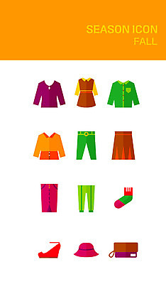 아이콘 모자 원피스 구두 티셔츠 가방 바지 양말 사람없음 세트 치마 가을 플랫 플랫아이콘 2D아이콘 AI파일 잡화 옷 계절 신발 셔츠 하의 파일형식 벡터