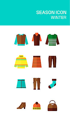 아이콘 구두 겨울 가방 바지 양말 털모자 사람없음 세트 치마 플랫 스웨터 플랫아이콘 2D아이콘 AI파일 모자_잡화 잡화 계절 신발 상의 하의 파일형식 벡터