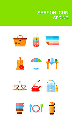 아이콘 식기 음료 음식 탁자 사람없음 세트 바구니 봄 파라솔 플랫 물통 돗자리 플랫아이콘 피크닉용품 2D아이콘 AI파일 계절 가구 소풍 파일형식 벡터