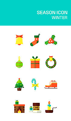 아이콘 크리스마스 겨울 초 양말 굴뚝 선물 사람없음 세트 크리스마스트리 종 플랫 플랫아이콘 벽난로 썰매 오너먼트 크리스마스리스 2D아이콘 AI파일 계절 기념일 크리스마스장식 화환 파일형식 벡터