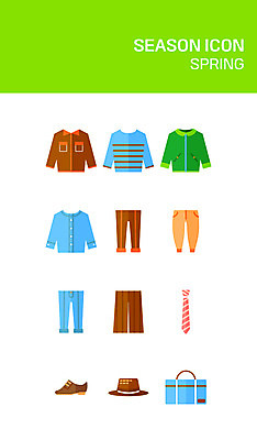 아이콘 모자 옷 패션 구두 셔츠 가방 바지 넥타이 사람없음 세트 봄 플랫 플랫아이콘 니트 2D아이콘 AI파일 잡화 계절 신발 상의 하의 파일형식 벡터