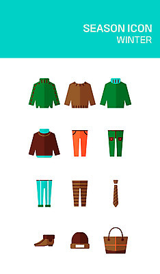 아이콘 모자 옷 패션 구두 겨울 가방 바지 넥타이 사람없음 세트 플랫 플랫아이콘 니트 2D아이콘 AI파일 잡화 계절 신발 상의 하의 파일형식 벡터