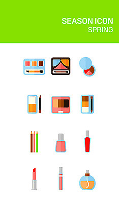 아이콘 사람없음 세트 화장 봄 화장품 립스틱 플랫 향수 플랫아이콘 매니큐어 아이섀도 2D아이콘 AI파일 계절 뷰티 파일형식 벡터