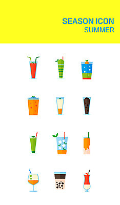 아이콘 음료 사람없음 여름 세트 카페 플랫 플랫아이콘 2D아이콘 AI파일 계절 상점 파일형식 벡터