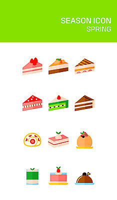 아이콘 딸기 사람없음 세트 케이크 봄 카페 플랫 플랫아이콘 롤케이크 티라미수 2D아이콘 AI파일 계절 과일 디저트 상점 파일형식 벡터