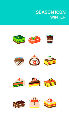아이콘 겨울 딸기 사람없음 세트 케이크 카페 플랫 플랫아이콘 롤케이크 2D아이콘 AI파일 계절 과일 디저트 상점 파일형식 벡터