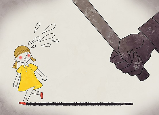 전신 PSD 손 어린이 일러스트 그림자 두명 신체부위 무서움 가정폭력 몽둥이 국내일러스트 감정 사람 폭력 파일형식