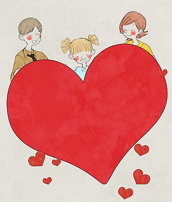 PSD 여자 남자 어린이 일러스트 가족 엄마 프레임 사랑 상반신 성인 세명 하트 아빠 프레임일러스트 하트프레임 국내일러스트 모양 감정 관계 사람 파일형식