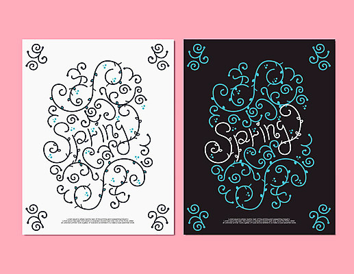 문양 포스터 잎 일러스트 사람없음 덩굴 엽서 당초문 국내일러스트 AI파일 식물 편지 파일형식 벡터