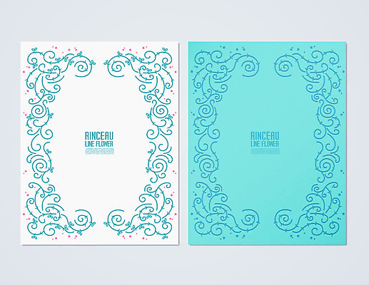 문양 포스터 하늘색 일러스트 나뭇잎 프레임 사람없음 덩굴 당초문 프레임일러스트 국내일러스트 AI파일 식물 잎 파란색 파일형식 벡터