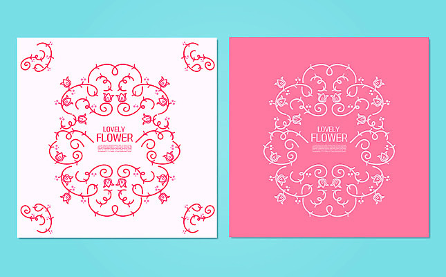 문양 꽃 포스터 분홍색 일러스트 사람없음 꽃봉오리 엽서 당초문 국내일러스트 AI파일 식물 컬러 편지 파일형식 벡터