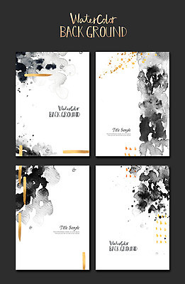 PSD 종이 컬러 백그라운드 일러스트 붓터치 수채화 사람없음 검은색 물감 금색 질감 번짐 금박 국내일러스트 미술도구 파일형식 효과