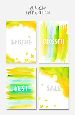 PSD 종이 컬러 나비 백그라운드 일러스트 캘리그라피 붓터치 수채화 글자캘리그라피 사람없음 초록색 노란색 물감 봄 질감 번짐 국내일러스트 계절 곤충 미술도구 파일형식 효과