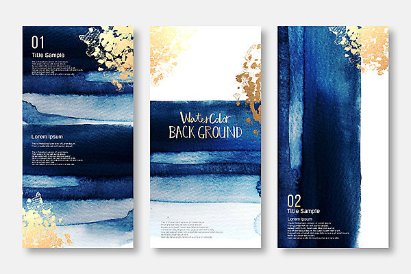 PSD 종이 컬러 백그라운드 일러스트 붓터치 수채화 사람없음 파란색 물감 질감 번짐 금박 국내일러스트 미술도구 파일형식 효과