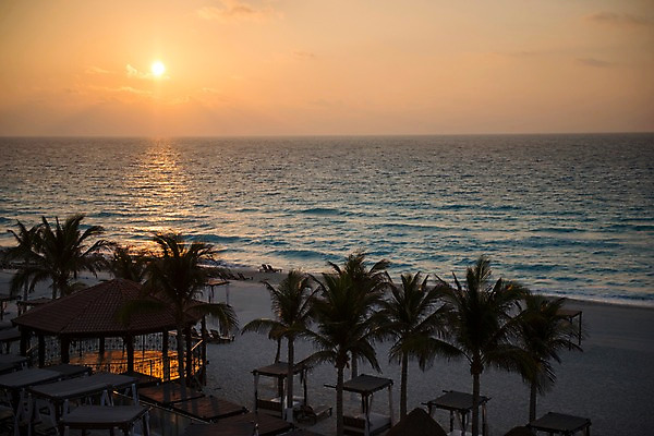 포토 JPG 휴식 풍경 해변 사람없음 야외 모래사장 야자수 노을 일몰 야간 휴양지 칸쿤 국내포토 자연요소 나무 바다 컨셉 멕시코 장소 파일형식