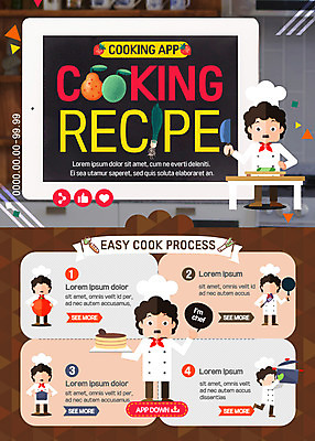 PSD 템플릿 남자 웹템플릿 이벤트페이지 이벤트 여러명 태블릿 요리사 어플리케이션 레시피 다운로드 이미지템플릿 직업 다수 사람 전자제품 스마트기기 페이지 파일형식